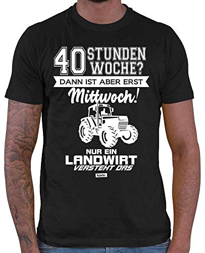 HARIZ - Landwirt T-Shirt - 40 Stunden Woche Landwirt - Geschenk Traktor Mann - Landwirt Tshirt Herren Schwarz L von HARIZ