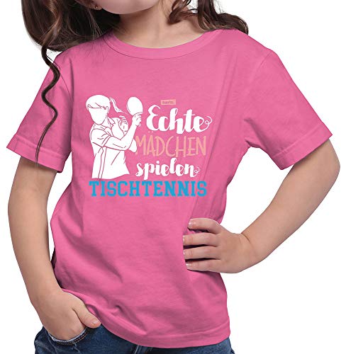 HARIZ Mädchen T-Shirt Echte Mädchen Tischtennis Sport Inkl. Geschenk Karte Pink 140/9-11 Jahre von HARIZ