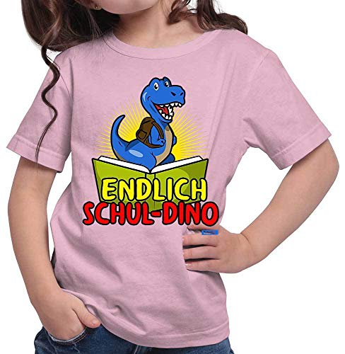 HARIZ Mädchen T-Shirt Endlich Schul Dino Einschulung Einschulung Plus Geschenkkarten Pink 140/9-11 Jahre von HARIZ