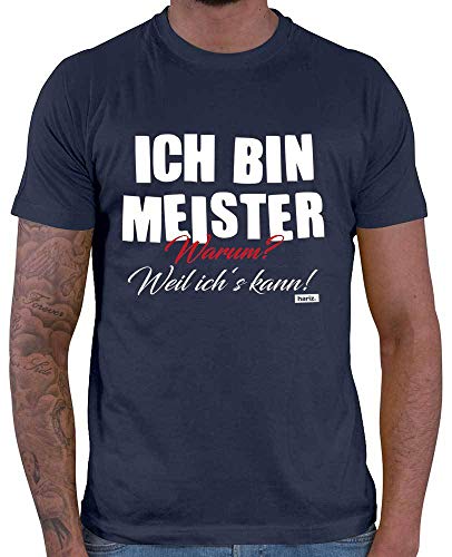 HARIZ - Meister Bestanden Geschenk - Ich Bin Meister Warum Weil Ichs Kann - Geschenk meisterprüfung bestanden - Meister T Shirt Herren Navy Blau XL von HARIZ