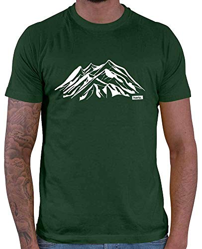 HARIZ - Shirt Wandern - Berge Alpen Gipfel - wandern Shirt Herren - Herren T-Shirt und Männer Tshirt Dunkel Grün L von HARIZ