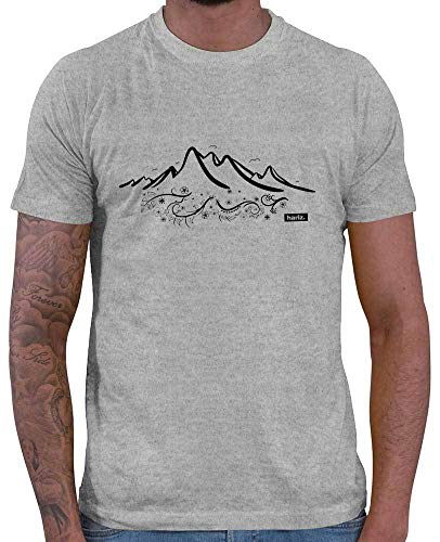 HARIZ - Shirt Wandern - Gebirgskamm Wandern Blüten - wandern zubehör - Herren T-Shirt und Männer Tshirt Grau Meliert S von HARIZ