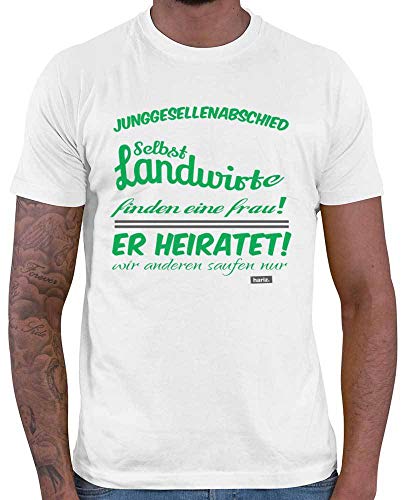 HARIZ - Tshirt Landwirt - JGA Landwirte Finden Eine Frau - Tshirt Bauer lustig - Bauer Tshirt Herren Weiß L von HARIZ