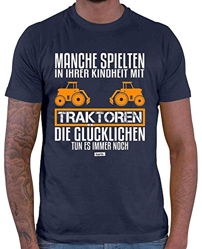 HARIZ - Tshirt Landwirt - Kindheit Spielen Traktor Landwirt - Tshirt Herren Landwirtschaft - Bauer Tshirt Herren Navy Blau 5XL von HARIZ