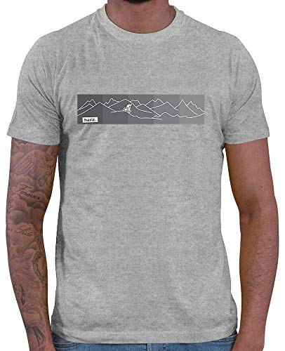 HARIZ - Tshirt Mountainbike Herren - Mountainbiking Linien - Fahrrad t Shirt Men - Shirt Berge Herren Grau Meliert XXL von HARIZ