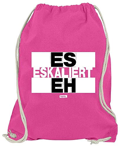 HARIZ Turnbeutel Es Eskaliert Eh Sprüche Schwarz Weiß Inkl. Geschenk Karte Pink One Size von HARIZ