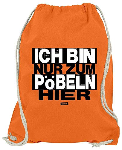 HARIZ Turnbeutel Ich Bin Nur Zum Pöbeln Hier Sprüche Schwarz Weiß Plus Geschenkkarten Orange One Size von HARIZ