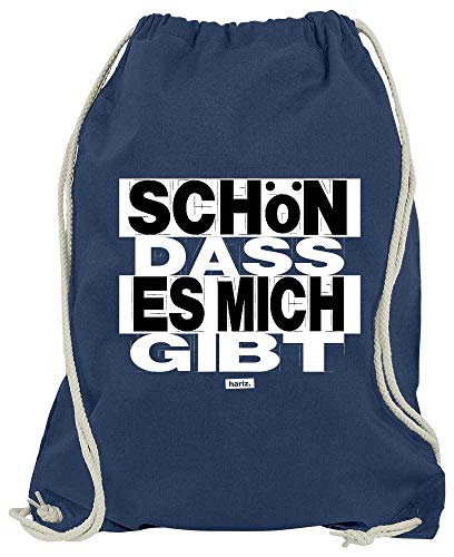 HARIZ Turnbeutel Schön DASS Es Mich Gibt Sprüche Schwarz Weiß Plus Geschenkkarte Navy Blau One Size von HARIZ