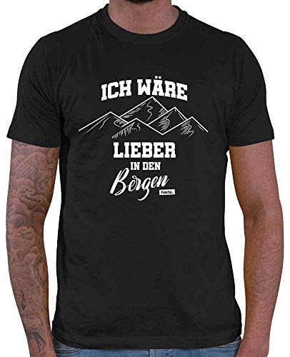 HARIZ - Wandern Geschenk - Ich Wäre Lieber In Den Bergen - Berge t-Shirt - Herren T-Shirt und Männer Tshirt Schwarz M von HARIZ