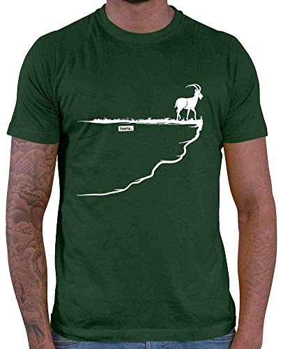 HARIZ - Wandern Geschenk - Steinbock Fels Berg Alpen - wandern Geschenk männer - Herren T-Shirt und Männer Tshirt Dunkel Grün S von HARIZ