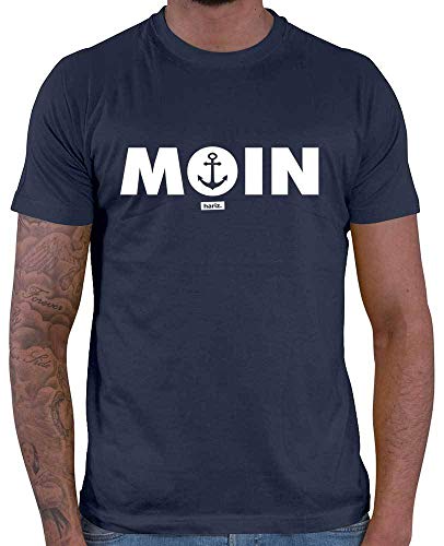 HARIZ Herren T-Shirt Moin Lustiger Spruch Plus Geschenkkarten Navy Blau 3XL von HARIZ