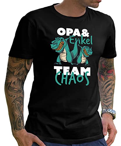 Opa T-Shirt Herren Opa & Enkel Team Chaos Vateropa Bester Werdender Opa zur Geburt Sprüche Papa Enkel Tshirt Schwarz 3XL von HARIZ