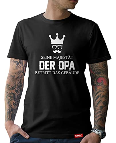 Opa T-Shirt Herren Seine Majestät der Opa Betritt das Gebäude Grossvater Papa Beste Für Opa Du Wirst Ich Werde Geburt Enkel Schwarz XXL von HARIZ