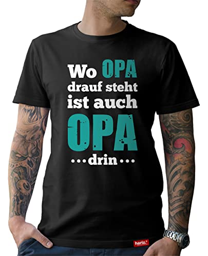 Opa T-Shirt Herren Wo Opa Drauf Steht Grossvater Papa Beste Für Opa Du Wirst Ich Werde Geburt Enkel Schwarz L von HARIZ