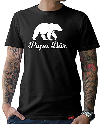 Papa T-Shirt Herren Papa Bär Ideen zur Geburt Papa Shirt werdende Väter Paare Eltern Schwarz XXL von HARIZ