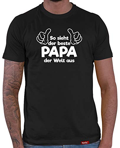Bester Papa T-Shirt Herren So Sieht Der Beste Papa Der Welt Aus Für den Vater Shirt Lustig Familie Tshirt Schwarz XL von HARIZ
