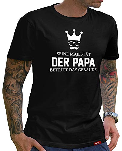 Papa T-Shirt Herren Seine Majestät der Papa Eltern Shirt Von Baby Du Wirst Papa Baby Partnerlook Kleidung Schwarz L von HARIZ