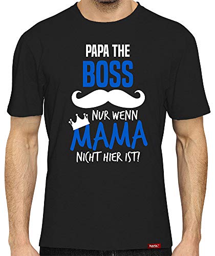 Papa T-Shirt Herren Papa The Boss Für den Vater Shirt Lustig Für den Papa Familie Tshirt Schwarz XL von HARIZ