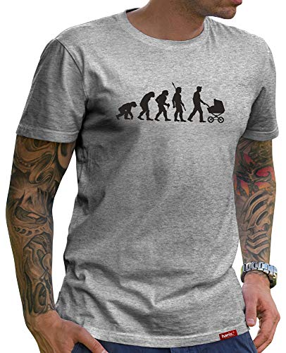 Papa T-Shirt Herren Papa Evolution Für den Vater Shirt Lustig Für den Papa Familie Tshirt Grau XL von HARIZ