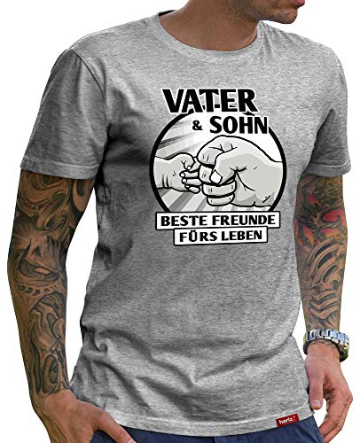 Vater & Sohn T-Shirt Herren Beste Freunde Partnerlook An Papa Fuer Väter Grau L von HARIZ