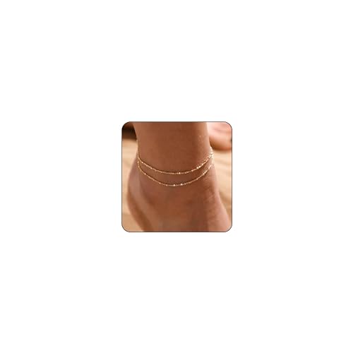 HARJJME Fußkettchen Damen 925 Sterling Silber Verstellbar Wasserdicht Fußkettchen Damen Zarte Layered Böhmische Stil Ketten Set Seil Strand Fußschmuck Geschenk für von HARJJME