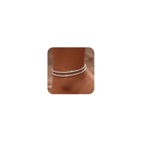 Fußkettchen für Damen Silber 925 Gold Fussketten für Frauen Doppelte Herz Perlen Plättchen Twist Infinity Fußkette Wasserdichtes Verstellbare Fusskette Layered Sommer Strand Fußschmuck Geschenk Fußkettchen für Damen Silber 925 Gold Fussketten für Frauen Doppelte Herz Perlen Plättchen Twist Infinity Fußkette Wasserdichtes Verstellbare Fusskette Layered Sommer Strand Fußschmuck Geschenk von HARJJME