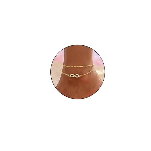 Fußkettchen für Damen Silber 925 Gold Fussketten für Frauen Doppelte Herz Perlen Plättchen Twist Infinity Fußkette Wasserdichtes Verstellbare Fusskette Layered Sommer Strand Fußschmuck Geschenk Fußkettchen für Damen Silber 925 Gold Fussketten für Frauen Doppelte Herz Perlen Plättchen Twist Infinity Fußkette Wasserdichtes Verstellbare Fusskette Layered Sommer Strand Fußschmuck Geschenk von HARJJME