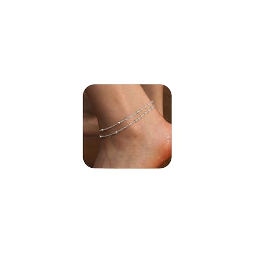 Fußkettchen für Damen Silber 925 Gold Fussketten für Frauen Doppelte Herz Perlen Plättchen Twist Infinity Fußkette Wasserdichtes Verstellbare Fusskette Layered Sommer Strand Fußschmuck Geschenk Fußkettchen für Damen Silber 925 Gold Fussketten für Frauen Doppelte Herz Perlen Plättchen Twist Infinity Fußkette Wasserdichtes Verstellbare Fusskette Layered Sommer Strand Fußschmuck Geschenk von HARJJME