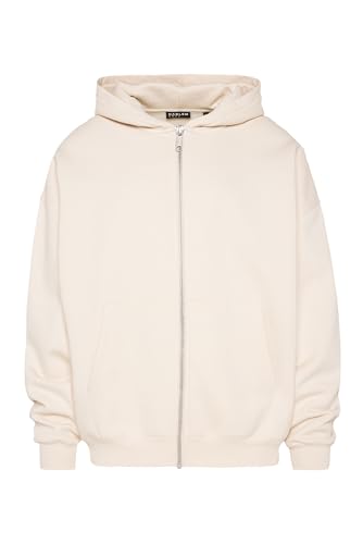 HARLEM SOUL Herren/Damen Zipper Hoodie Oversize BRU-NO | Kapuzenjacke mit Reißverschluss Unisex Ecru XL von HARLEM SOUL