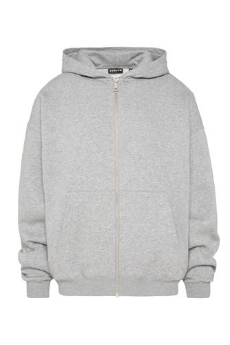 HARLEM SOUL Herren/Damen Zipper Hoodie Oversize BRU-NO | Kapuzenjacke mit Reißverschluss Unisex Grey Melange XL von HARLEM SOUL