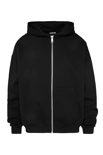 HARLEM SOUL Herren/Damen Zipper Hoodie Oversize BRU-NO | Kapuzenjacke mit Reißverschluss Unisex Black XXL von HARLEM SOUL