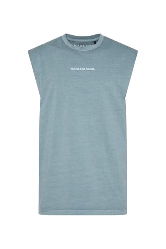 HARLEM SOUL Herren The-O Muskelshirt Printed Fog Blue, S von HARLEM SOUL