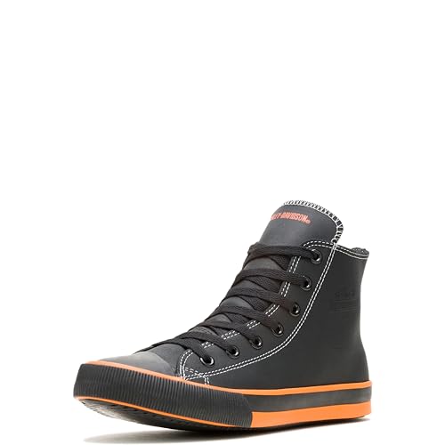 HARLEY-DAVIDSON FOOTWEAR Herren D93816 Vulkanisierter Sneaker, schwarz/orange, 39.5 EU von HARLEY-DAVIDSON