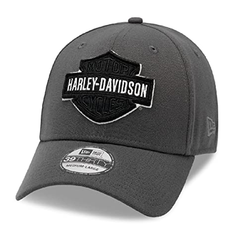 HARLEY-DAVIDSON Bar & Shield Cappy 39Thirty Baseball-Cap B&S Biker Kappe Cappy Motorrad Basecap Tonal Logo Damen Herren, Grau-Schwarz-Weiss, L von HARLEY-DAVIDSON