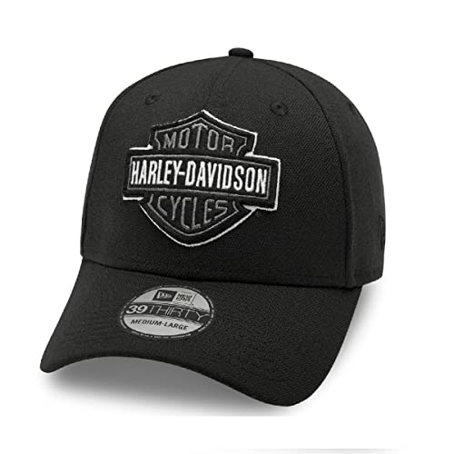 HARLEY-DAVIDSON Bar & Shield Cappy 39Thirty Baseball-Cap B&S Biker Kappe Cappy Motorrad Basecap Tonal Logo Damen Herren, Schwarz-Weiss, L von HARLEY-DAVIDSON