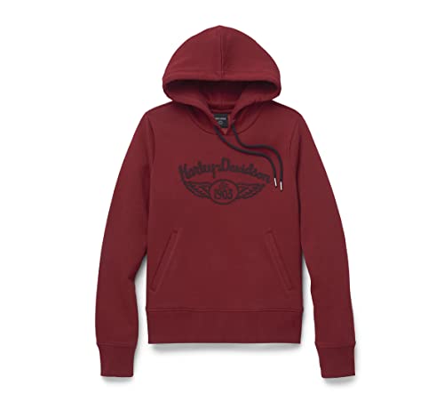 HARLEY-DAVIDSON Custom Circle Wing Merlot Pullover Damen Hoodie, S von HARLEY-DAVIDSON