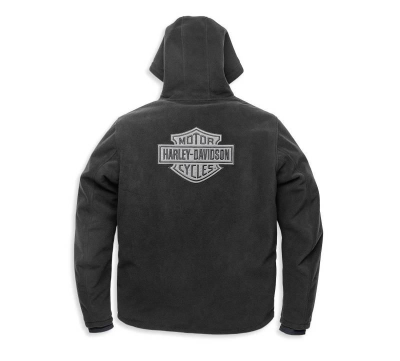 HARLEY-DAVIDSON Fleecejacke Herren Roadway II wasserdichte Kapuzen Fleece-Jacke Outdoor Hoodie Verstellbare Taille & Kapuze. Gummierter Mediaport. von HARLEY-DAVIDSON