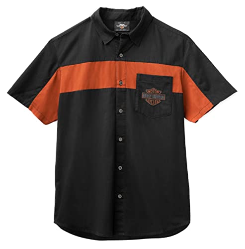 Harley-Davidson Hemd Colorblock Schwarz/Orange, L von Harley-Davidson