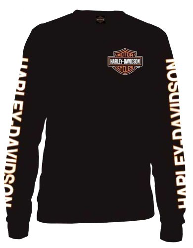 HARLEY-DAVIDSON Herren Langarm Orange Bar & Shield Schwarz 30291744, Schwarz, XX-Large von HARLEY-DAVIDSON