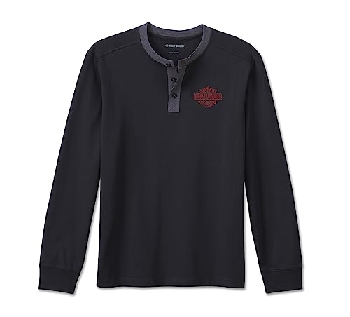 HARLEY-DAVIDSON Hometown Henley Black Beauty Longsleeve Shirt, M von HARLEY-DAVIDSON