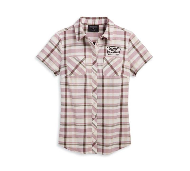 HARLEY-DAVIDSON Kurzarmhemd Damen Biker Shift Gears Plaid Shirt Motorrad Karierte Freizeithemd von HARLEY-DAVIDSON
