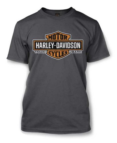 Harley-Davidson Men's Elongated Orange Bar & Shield Charcoal T-Shirt 30291961 von HARLEY-DAVIDSON