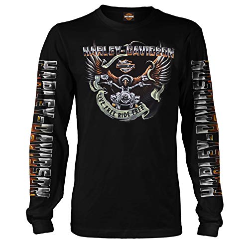 HARLEY-DAVIDSON Military - Men's Black Long-Sleeve Eagle Graphic T-Shirt - Kadena Air Base | Eagle Ride von Harley-Davidson