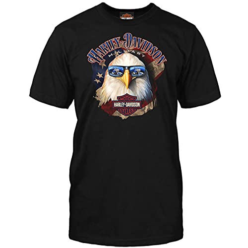 Harley-Davidson Military – Patriotischer Adler-T-Shirt für Herren, Shady Eagle | Overseas Tour, schwarz, 3X-Groß, 3XL von Harley-Davidson