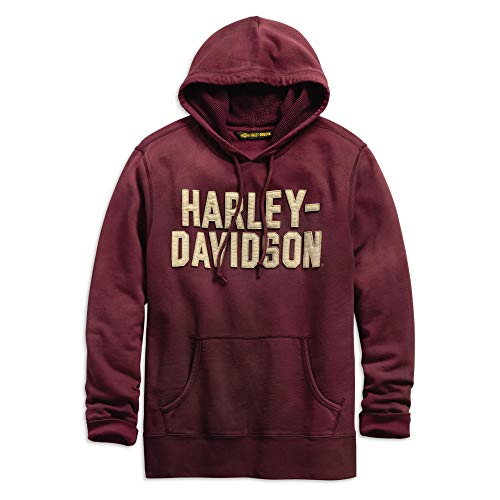 Harley-Davidson® Herren Kapuzenpullover 99180-19VM Filz-Schriftzug, Rot/Ausflug, einfarbig (Getaway Solids), Large von HARLEY-DAVIDSON