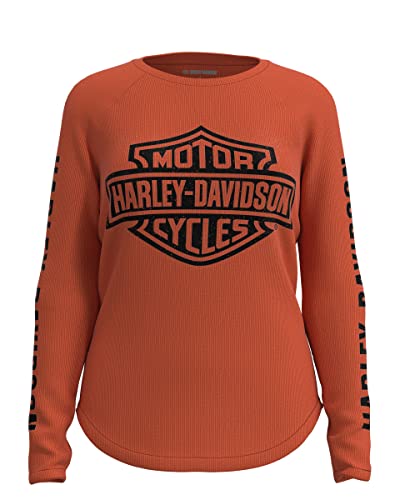 HARLEY-DAVIDSON Authentic Bar & Shield Rib-Knit Top Damen Longsleeve Shirt, XL von HARLEY-DAVIDSON