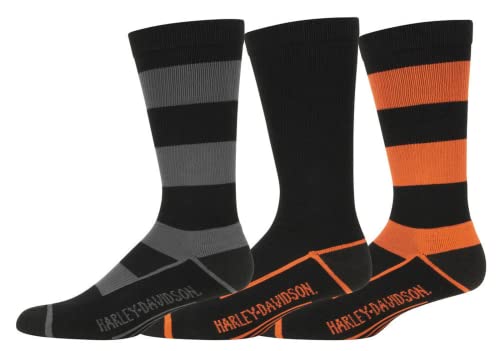 Harley-Davidson Herren 3er-Pack H-D Script Midcalf Socken Box Set - Mehrfarbig, Schwarz, Large von HARLEY-DAVIDSON
