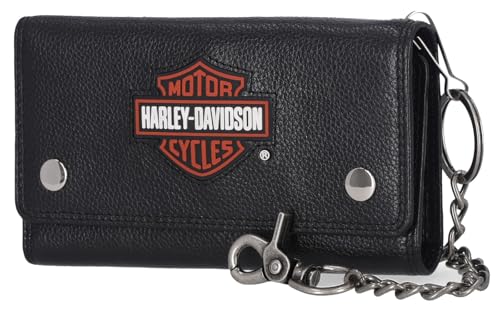 Harley-Davidson Herren Bar & Shield Patch Trucker Chain Leder Geldbörse - Schwarz von HARLEY-DAVIDSON