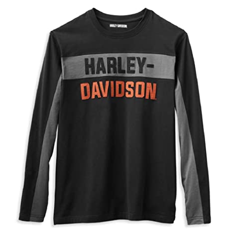 Harley-Davidson Herren Langarm-Shirt Copperblock Block Letter - Langärmliger Motorrad Sweater - Biker Sweatshirt, L von HARLEY-DAVIDSON