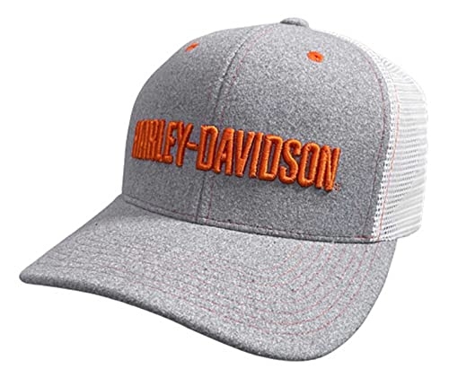 Harley-Davidson Herren Simple Contrast Snapback Colorblocked Mesh Trucker Hat Grau, grau, Einheitsgröße von HARLEY-DAVIDSON